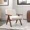 Costway 1 PCS Modern Accent Chair Linen Fabric Armchair with Solid Acacia Wood Frame Beige/Grey